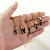 Colar Europeu e Americano Transfronteiriço de Aço Inoxidável com 26 Letras Inglesas Feminino de Aço Titânio Moda Simples Pingente de Letra com Esmalte Gota Corrente de Clavícula