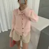 Cárdigan de punto estilo coreano con cuello solapa, detalle de corbata y bolsillos, un nuevo diseño otoño/invierno para mujer, simple, versátil y juvenil, que irradia un ambiente elegante