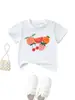 Amazon eBay loja independente roupa infantil confortável e versátil com estampas de frutas como pêssego, melancia, laranja, cereja e morango, gola redonda manga curta