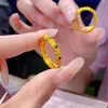 Anel oco de resina com filigrana de esmalte antigo, mesmo estilo da Loja Dourada, Tudo dá Certo, Joia de Anel para Dedo Indicador com Padrão de Grama Tang