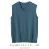 Venta al por mayor de fábrica Hilo Consinee Elegante 100% Cachemira Pura Chaleco de Cuello V Chaleco para Hombre Suéter Casual Holgado Hombre