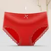 Bragas de Cintura Media con Ribete de Encaje para Mujer, Entrepierna de Algodón Puro, Jacquard Transpirable, Estilo Juvenil, Ropa Interior Cómoda sin Costuras