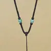 Pingente de Jade com Corda Ajustável, Cordão de Pingente de Aventurina Trançado à Mão, Corrente de Pescoço com Pingente de Jade, Cordão de Abacaxi, Cordão Vermelho