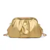Bolsa de Festa Plissada Feminina de Grande Capacidade Novo Estilo Europeu e Americano, Bolsa de Mão Clutch Texturizada em Formato de Nuvem, Bolsa Transversal de Festa