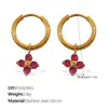 Pendientes Europeos y Americanos de Acero Inoxidable Nuevos Pendientes de Flor de Cuatro Hojas Elegantes Simples Versátiles Pendientes de Estrás de Gama Alta Joyería