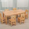 Juego de Mesa y Sillas de Madera Maciza para Jardín de Infantes, Mesa y Sillas para Guardería, Escritorio Pequeño de Madera para Aprendizaje y Escritura de Educación Temprana Infantil