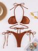Bikini Nuevo Estilo Europeo y Americano 2026, Traje de Baño Sexy de Tres Piezas Color Sólido, Bikini con Amarre Transfronterizo Amazon