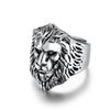 Anillo estilo retro europeo y americano cabeza de león dominante acero de titanio decoración de mano para hombre león macho rey de la sabana llave inglesa venta al por mayor