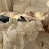 Estilo blogueira Ins estilo coreano estampa floral pequena 100% algodão puro algodão estilo renda conjunto de cama de quatro peças versão coreana capa de edredom lençol de cama roupa de cama