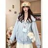 K6970 # Cremallera fina de oro blanco + diseño de cuello [Compuesto de tela de Guangzhou] sudadera para mujer
