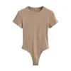 G005-25 Novo Estilo de Verão Estilo Europeu e Americano Garota Popular Desejo Puro Sexy Elástico Slim Fit Simples Gola Redonda Manga Curta Macacão