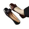Zapatos de Cuero de Estilo Fragante de Estilo Francés para Mujer Primavera 2025 Nuevo Punta Cuadrada Tacón Grueso Lazo Retro Tacón Medio Zapatos de Capa Única
