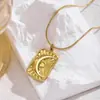 Elementos Geométricos Collar de Luna Estilo Ins Europeo y Americano Cadena para Clavícula de Acero de Titanio Collar con Colgante Chapado en Oro de 18K de Acero Inoxidable Venta al por Mayor