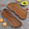 Bandeja Creativa de Madera de Acacia Estilo Japonés con Forma Irregular y Tabla de Cortar para Camping al Aire Libre, Servir Comidas, Snacks y Pasteles