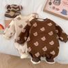 Mono Infantil Estilo Coreano con Estampado Completo, Forro Polar y Engrosado, Mameluco para Bebés Recién Nacidos, Pelele Cálido de Invierno