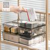 Caixa de armazenamento cosmética transparente caixa organizadora de lanche plástico de mesa com tampa caixa de armazenamento de geladeira de grande capacidade caixa de armazenamento