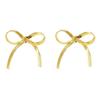 Aretes Europeos y Americanos Transfronterizos de Acero Inoxidable con Moño de Oro de 18K, Aretes Largos con Borla, Cadena de Espiga, Cinta, Aretes de Alta Gama