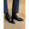 Botas Femininas Slim Elásticas com Zíper nas Costas Estilo Francês Simples, Salto Interno Oculto, Bico Fino, Zíper nas Costas, Botas da Moda