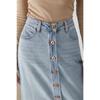 Estilo americano Monet Garden Style Denim Saia de comprimento médio Saia de verão Nova Chegada Saia Emagrecimento All-match Design Sense Breasted