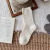 Calcetines apilados de doble costura, algodón puro, estilo mujer, absorbentes de sudor, resistentes al olor, transpirables, estilo ballet, calcetines blancos de media pantorrilla, anti-pilling, calcetines sin costuras para mujer