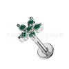 Pendientes de Aleación de Cobre Incrustados con Zirconia Pendientes de Flor Pendientes de Alta Gama Pendientes de Joyería para Perforación de Aleación de Titanio G23