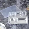 Prato de Jantar para Cantina Escolar com Quatro, Cinco ou Seis Compartimentos, Prato de Aço Inoxidável para Crianças de Creche e Alunos, Prato de Fast Food 304