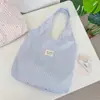 69202 Bolso de Mano con Rayas y Estrellas Estilo Coreano Plata Caliente Gran Capacidad Ligero Bolso de Hombro Único Estudiante Viaje Diario Compras Bolsa de Tela