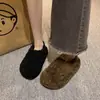 Nuevos zapatos de algodón de suela gruesa para otoño e invierno 2026, pantuflas peludas sin cordones para mujer, cálidas y forradas de felpa para usar en exteriores