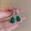Moda Simple Simulación Hielo a Través Calcedonia Verde Ágata Aretes de Calabaza para Mujer Lujo Ligero Sentido de Alta Gama Aretes de Jade Aretes