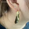 Pendientes Franceses de Diseño Avanzado Gruesos en Forma de Media Luna Pendientes Metálicos de Moda INS Pendientes Geométricos Versátiles