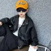 Jaqueta de Outono para Meninos 2067 Nova Coleção Primavera e Outono Estilo Coreano Fashionável Cool Jaqueta de Couro para Meninos Pequenos