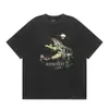 Real em estoque REPRESENTAM Coleção Eagle Shark Padrão Impresso Em Torno Do Pescoço Manga Curta Moda Hip Hop para Homens e Mulheres