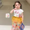 Conjunto de Ropa para Niñas, Verano Delgado Casual de Dibujos Animados con Mangas Cortas, Conjunto Infantil, Camiseta para Bebé Niña Clase A y Pantalones Anti-Mosquitos