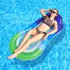 Boia Inflável em Blocos de Cor Arco-Íris com Rede para Adultos, Rede Flutuante para Piscina, Prancha Flutuante de PVC para Lazer na Água, Em Estoque