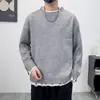 Suéter de punto de imitación de lana de visón de moda otoño e invierno para hombre, suéter casual holgado de estilo perezoso, chaqueta suéter casual