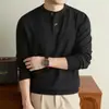 2026 Novo Suéter de Tricô Masculino de Manga Longa para Primavera e Outono Gola Redonda Cor Sólida Camada Base Estilo Old Money Slim Fit Roupa Masculina