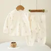 Conjunto de Bebé Otoño Nuevo Ropa de Algodón Puro para Niños Conjunto de Dos Piezas Ropa de Otoño Todo Algodón Ropa de Casa Pijamas Ajustados Capa Base Clase A