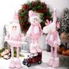 Decoraciones Navideñas Nuevas Transfronterizas Muñeco Rudolph Rosa Adornos de Muñeco Viejo Sin Rostro Navidad Retráctil