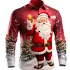 Fabricante Original Camisa de Manga Larga para Hombre con Temática Navideña Estampado de Santa Claus Camisa Casual con Cuello de Solapa Dropshipping