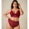 Lencería Sexy Europea y Americana Transfronteriza de Encaje Conjunto de Tres Puntos sin Espalda Conjunto de Lencería Sexy de Encaje Transparente 8197