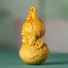 Ciprés Fortuna y Longevidad Calabaza, Adorno Portátil Tallado en Madera Maciza, Boj Nuevo Estilo Chino Artesanía Portátil