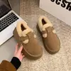 Sapatos Birkenstock de sola grossa para mulheres, com adição de fleece e espessamento, botas de neve para uso externo, novo estilo Outono/Inverno 2026, sapatos quentes de algodão com pelo para mulheres