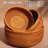 Cesta de Armazenamento Trançada em Rattan de Outono do Vietnã Feita à Mão Grande Doméstica Redonda para Lanches Pães Cozidos no Vapor Sobremesa Cesta Bandeja de Frutas