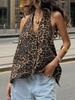 Chaleco de tiras con estampado de leopardo europeo y americano transfronterizo para mujer en verano Que se puede usar afuera Tops casuales holgados sexys Ropa para mujer de exportación