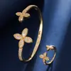 Conjunto de pulsera y anillo de circonita floral deslumbrante transfronterizo, nuevo modelo de gran venta con un diseño de alta gama, moderno, elegante y versátil