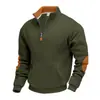 Amazon Transfronteiriça Europa e América Outono e Inverno Masculino Solto Bloco de Cores Patch Meio Zíper Forro de Lã Tamanho Plus Capuz com Gola Alta