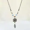 Colar de Cerâmica com Contas Estilo Étnico Vintage, Corrente Longa de Suéter de Luxo de Nicho, Acessório Novo Estilo Chinês, Pingente Estilo Antigo