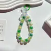 Cadena de Teléfono de Cristal de Cubo de Azúcar Colorido Macaron, Pulsera de Muñeca con Abalorios de Moño Estilo Girly, Llavero Colgante para Bolsa de Celebridad de Internet