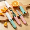 Cuchillo de Fruta Multifuncional Dos en Uno, Cuchillo Pelador, Pelador, Cuchillo Pelador de Doble Cabeza, Navaja de Bolsillo Portátil