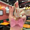 Llavero Versátil de Arcilla con Lazo de Pedrería Estilo Coreano Accesorios de Cadena de Cuentas de Cristal DIY Colgante de Bolso de Alta Gama para Mujeres